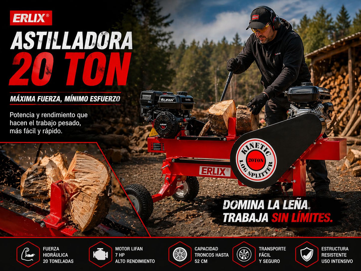 Astilladora De Golpe 20ton Motor 7hp, Bencinera Erux