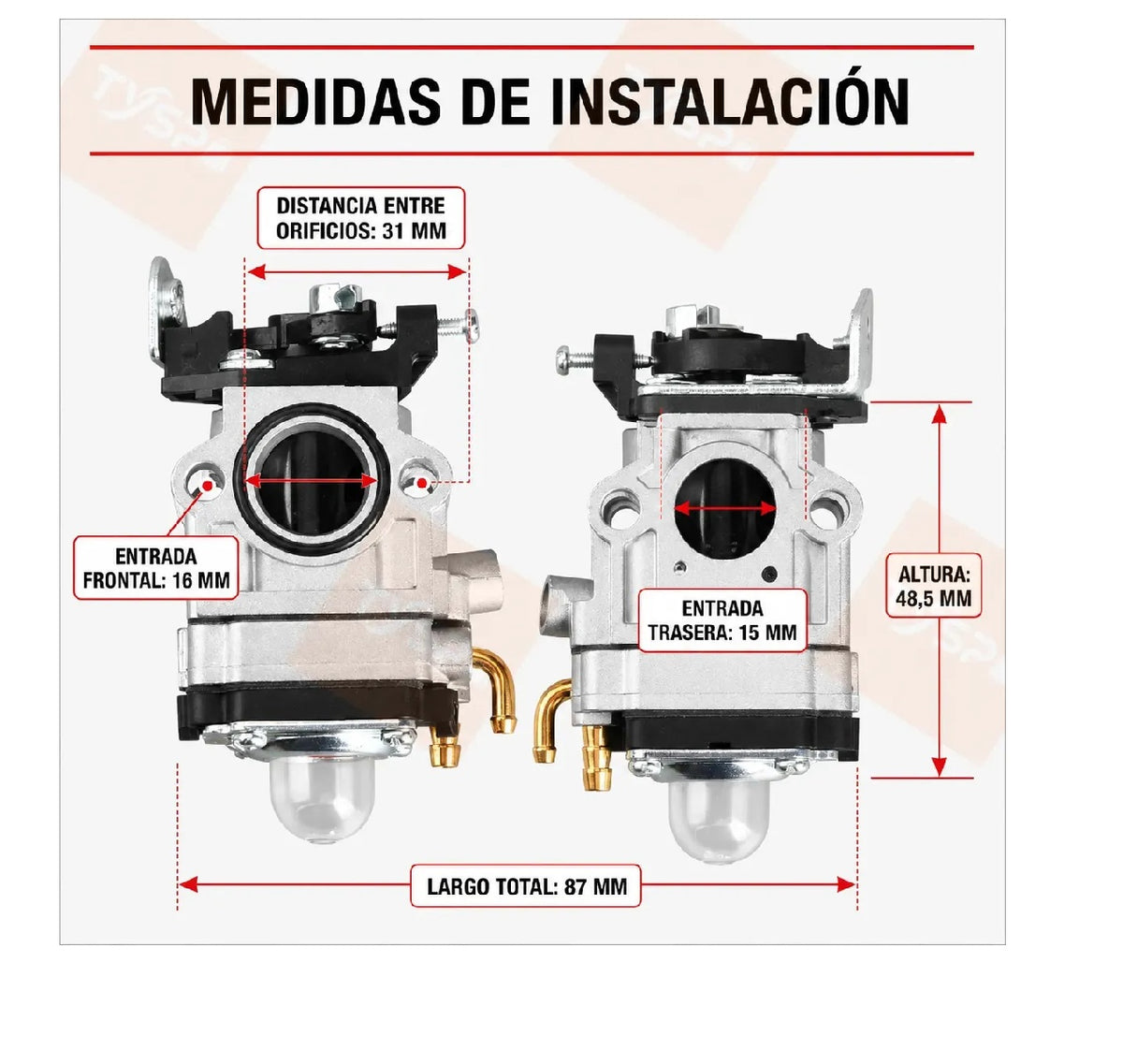 Carburador Para Desmalezadora, Orilladoras, Barrenos de 52cc