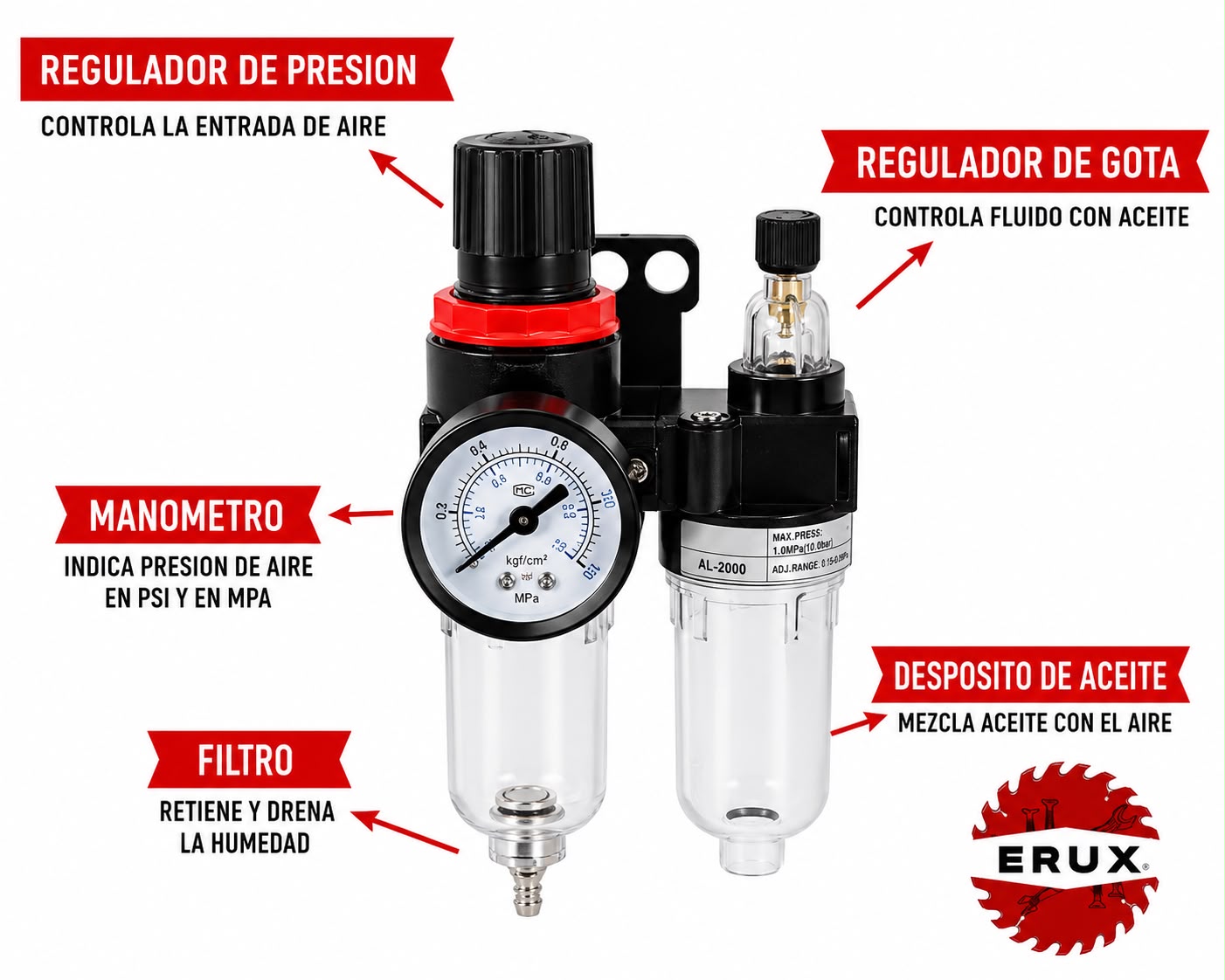 Filtro Regulador De Aire Para Compresor 1/4