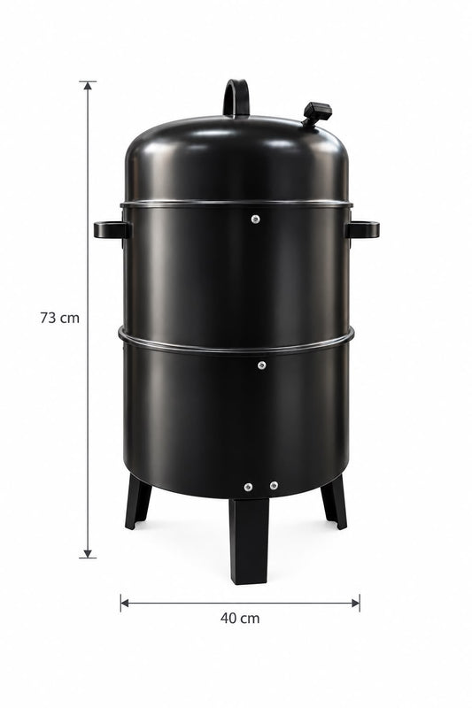 Parrilla Ahumadora Vertical 3 en 1 a Carbón – 2 Niveles Desmontables