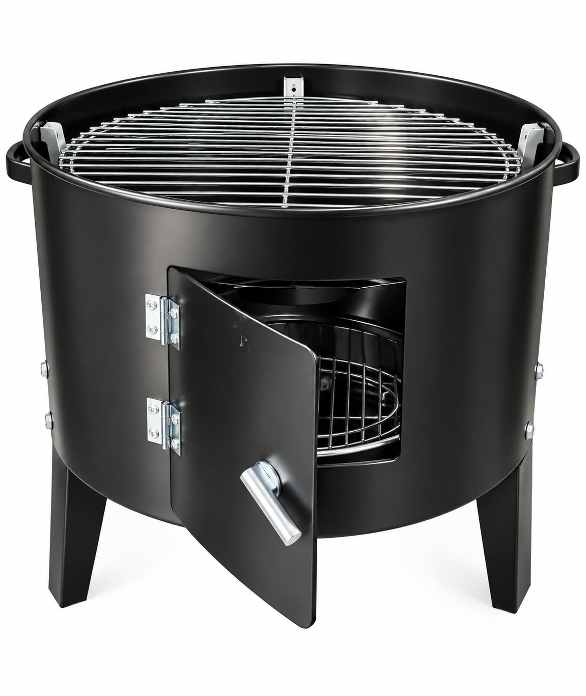 Parrilla Ahumadora Vertical 3 en 1 a Carbón – 2 Niveles Desmontables