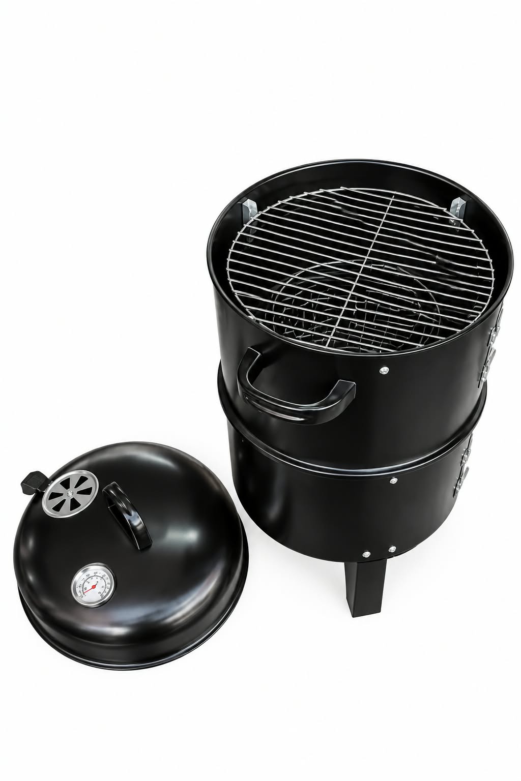 Parrilla Ahumadora Vertical 3 en 1 a Carbón – 2 Niveles Desmontables