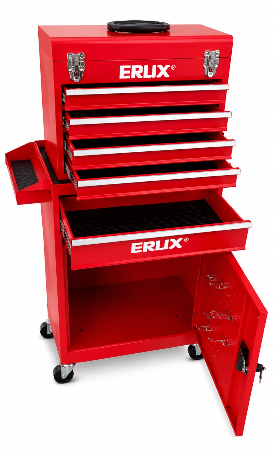 Gabinete De Metal Para Herramientas Profesional Erux | ROJO |Con Ruedas