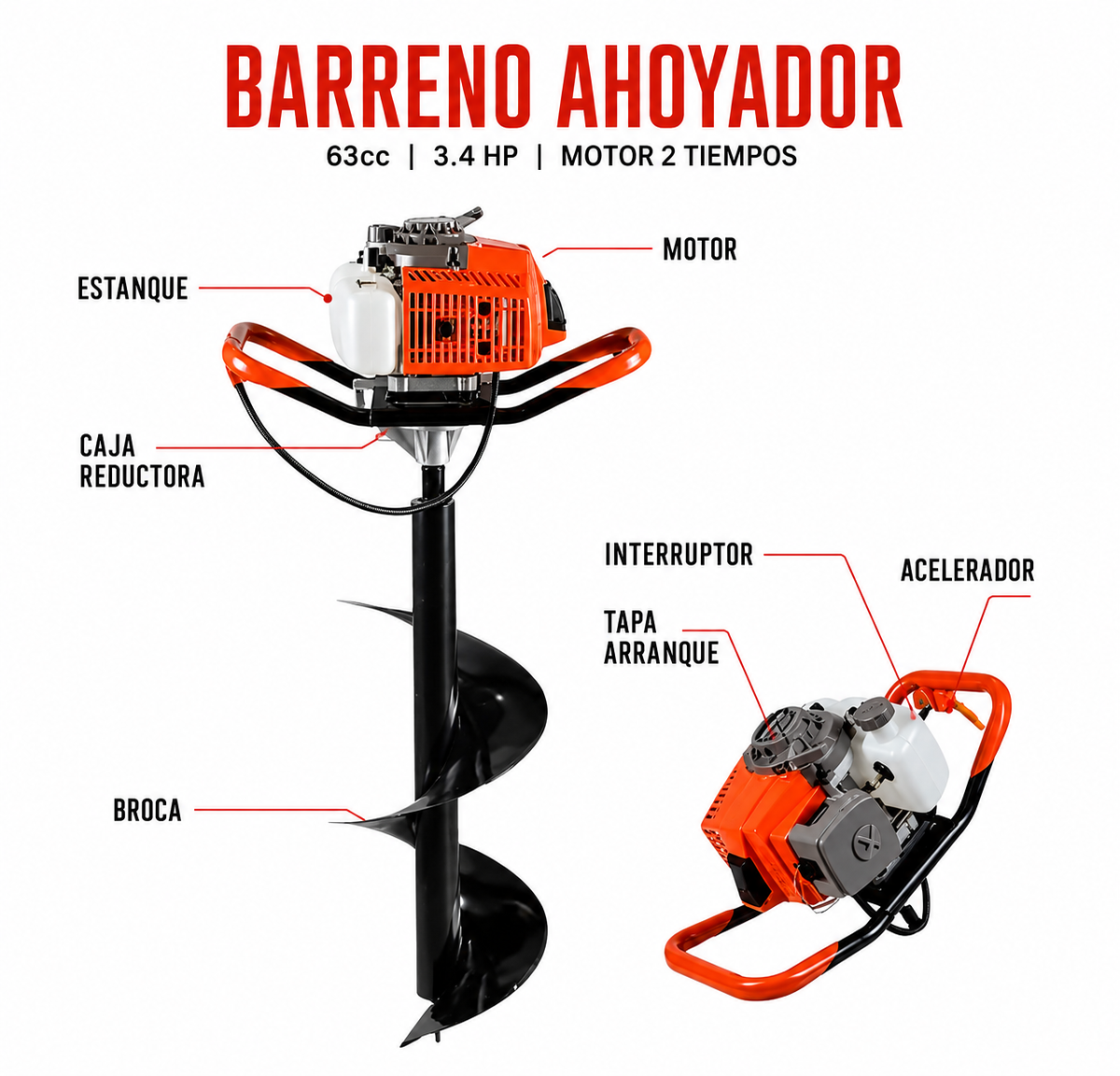 Ahoyador Barreno + 3 Brocas Licencia Japonés