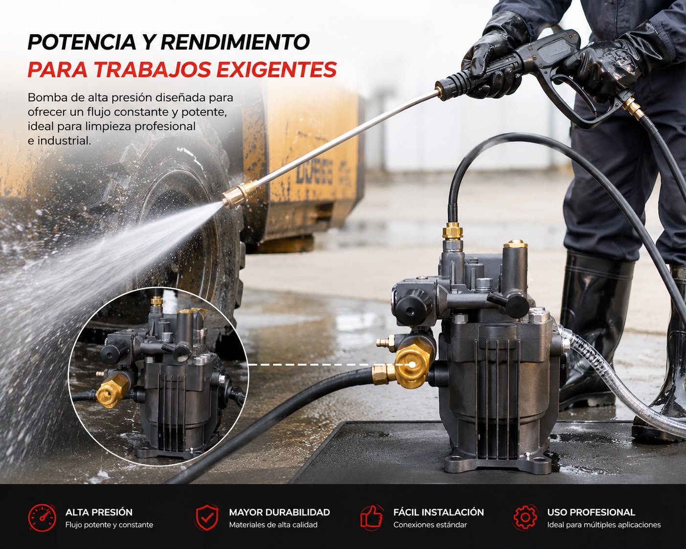 Bomba Lavadora A Presión 2800-3200 Psi 2,5 Gpm Con Eje 3/4