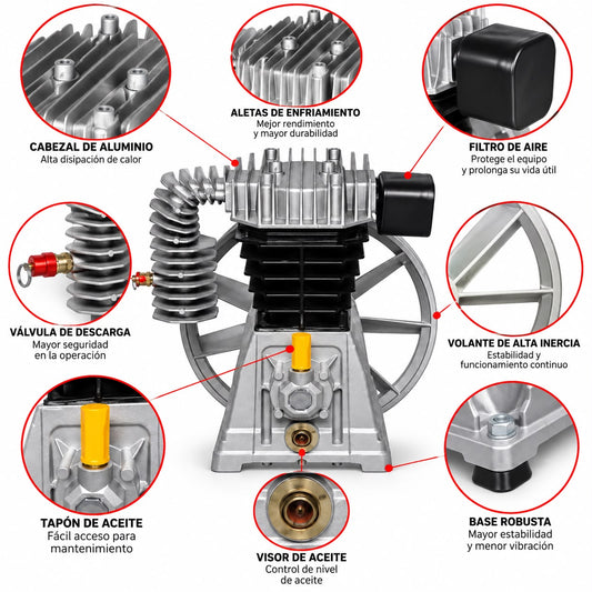 Cabezal Para Compresor Vertical 5.5 hp Profesional Mod 2090