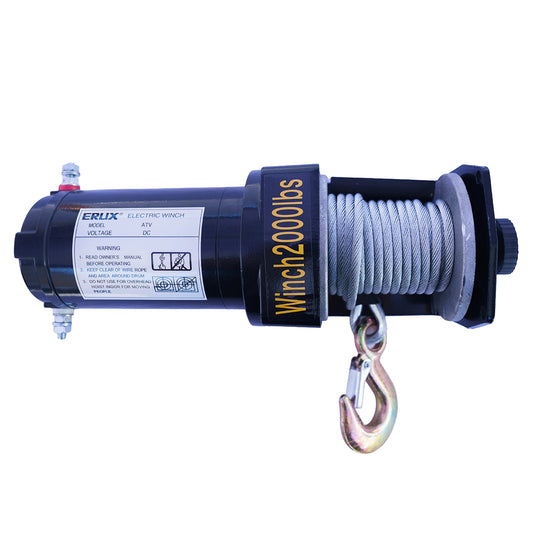Winche Eléctrico Capacidad 2000 Lbs 12v dc Control Remoto ERUX - Repuesto de alta calidad para Equipamiento de Taller y Carga