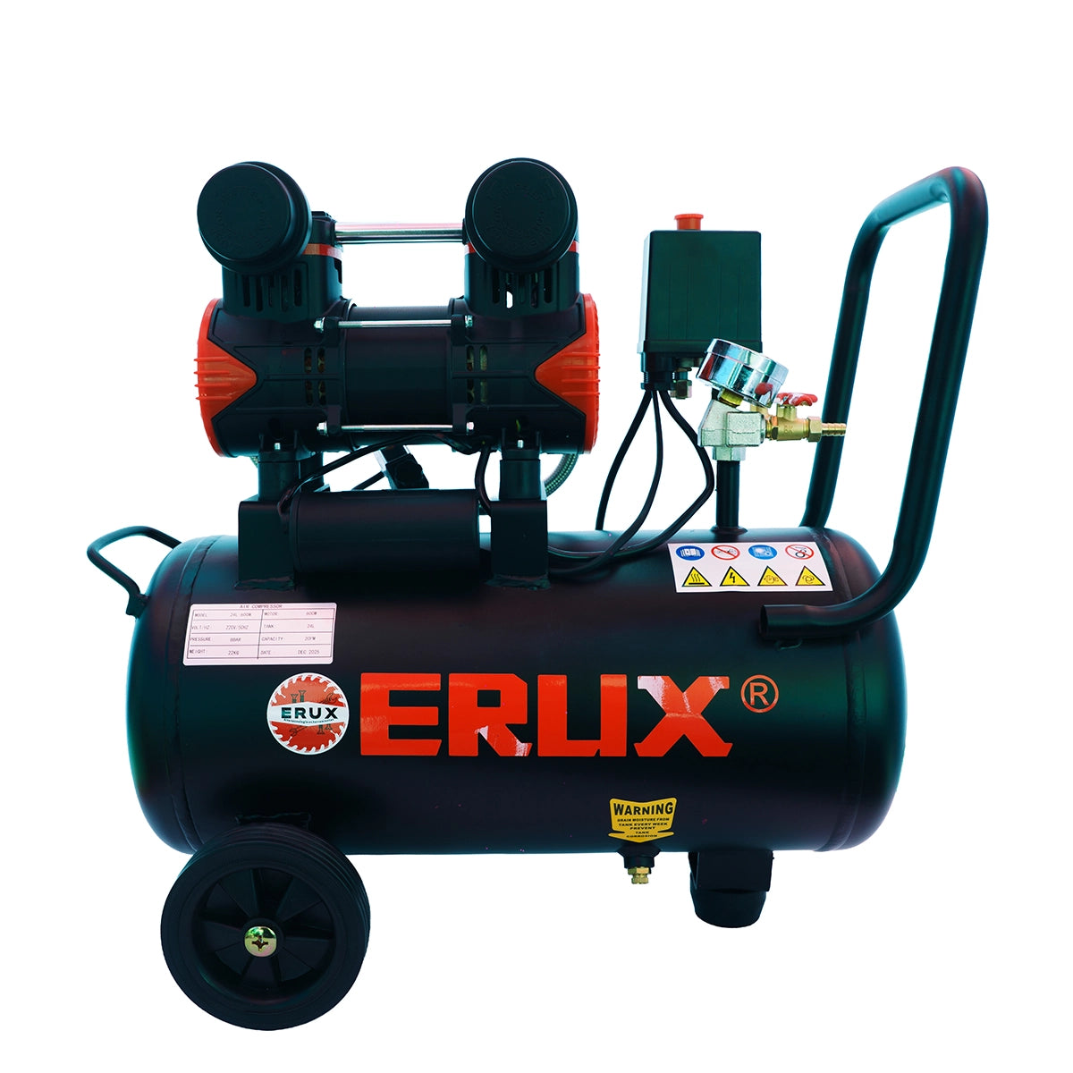 Compresor de Aire 24l 600w Silencioso-motor Oil Free Erux ERUX - Repuesto de alta calidad para Compresores de Aire