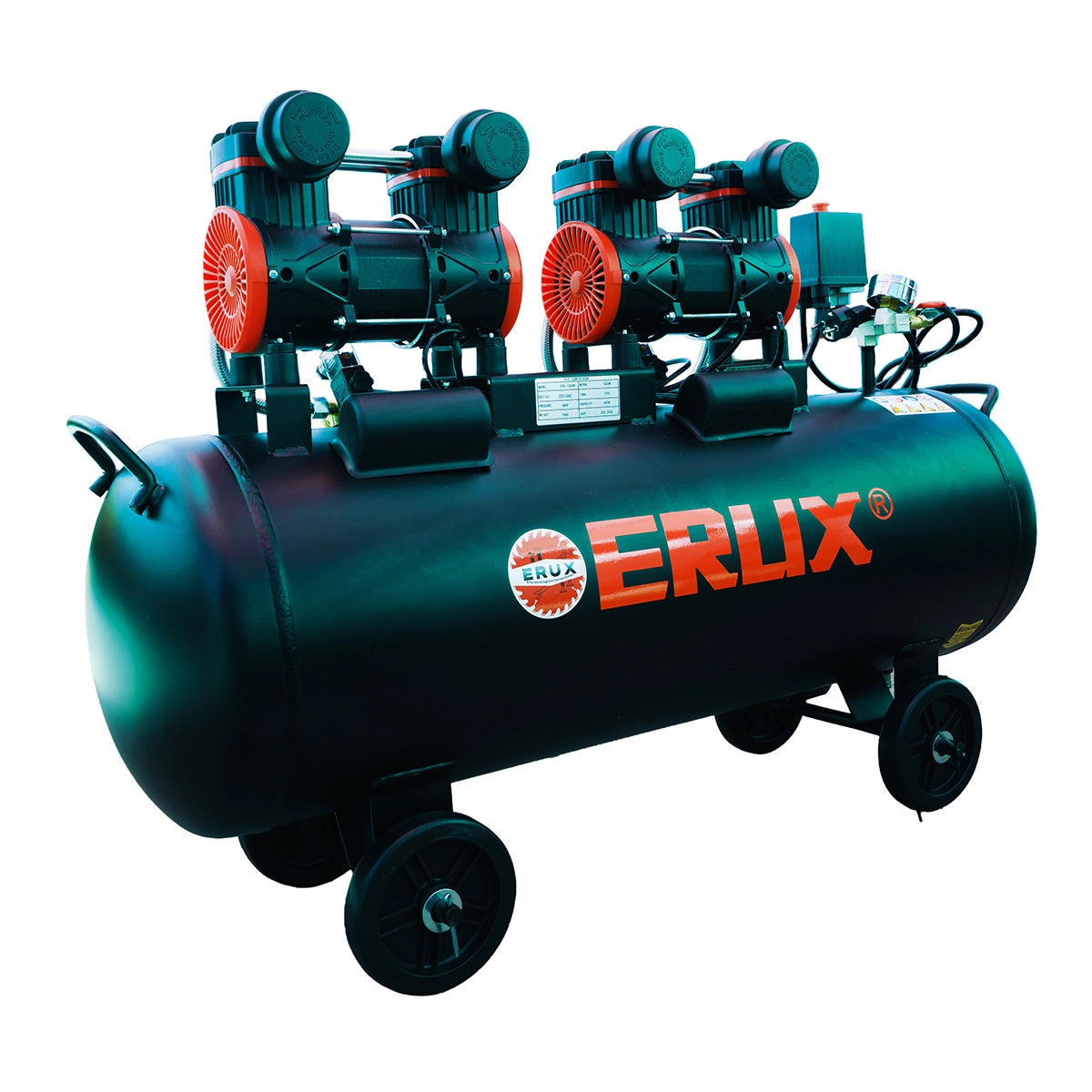 Compresor de Aire 100l Oil Free 1600w Doble Motor 8 Bar 220v ERUX - Repuesto de alta calidad para Compresores de Aire