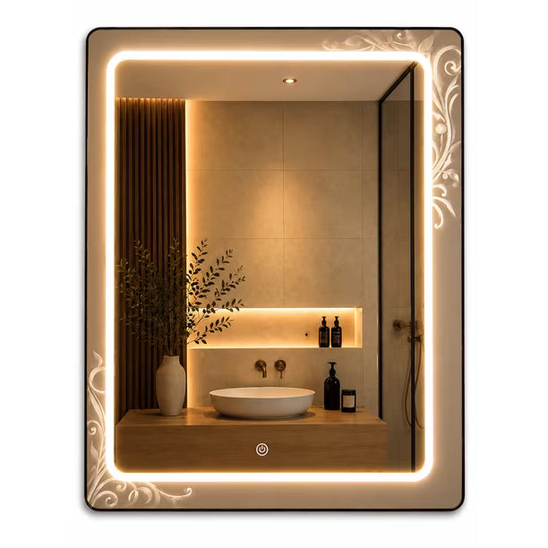 Espejo LED LORE 80x60 cm con Sensor Touch – Iluminación Premium para Baño, Tocador y Hogar