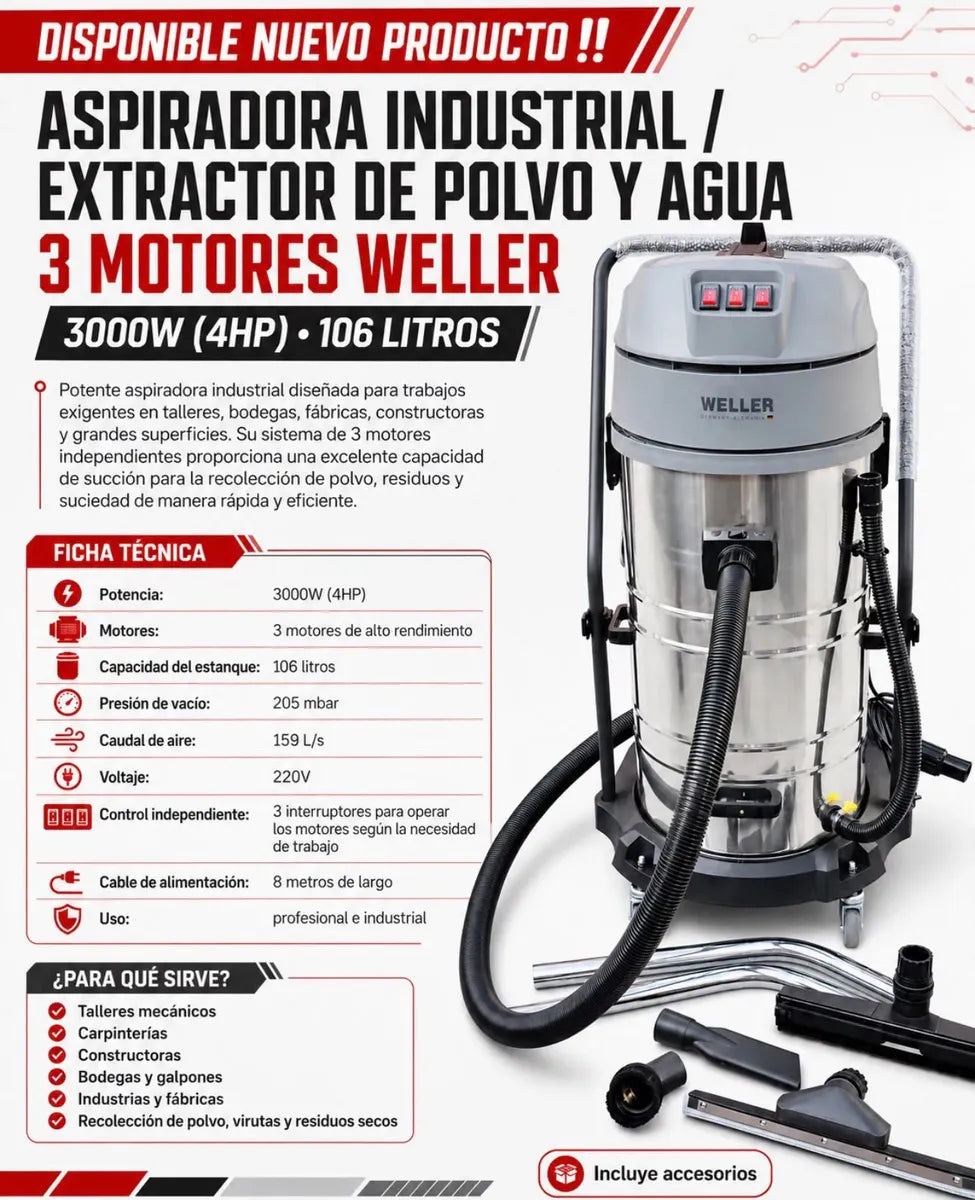 Aspiradora Industrial/extractor de Polvo/agua 3m Weller