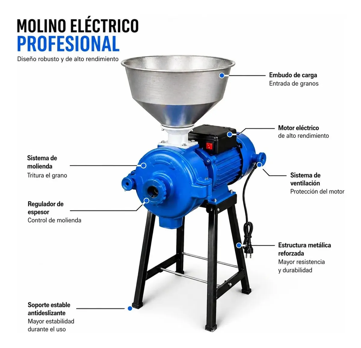 Molino Chancador Industrial Erux 2hp Para Granos Secos