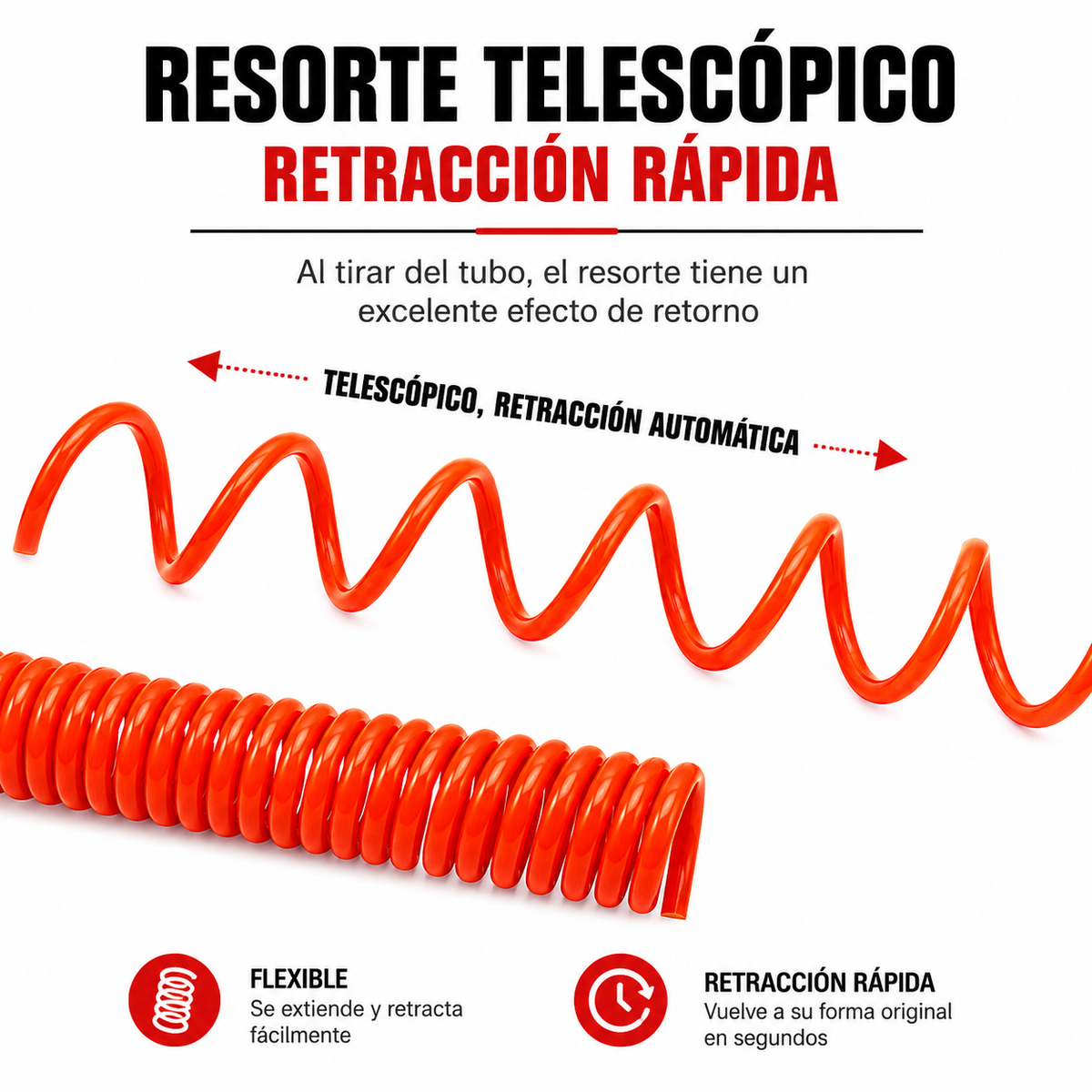 Manguera Espiral Para Compresor De Aire 8MX5MM Con Acoples