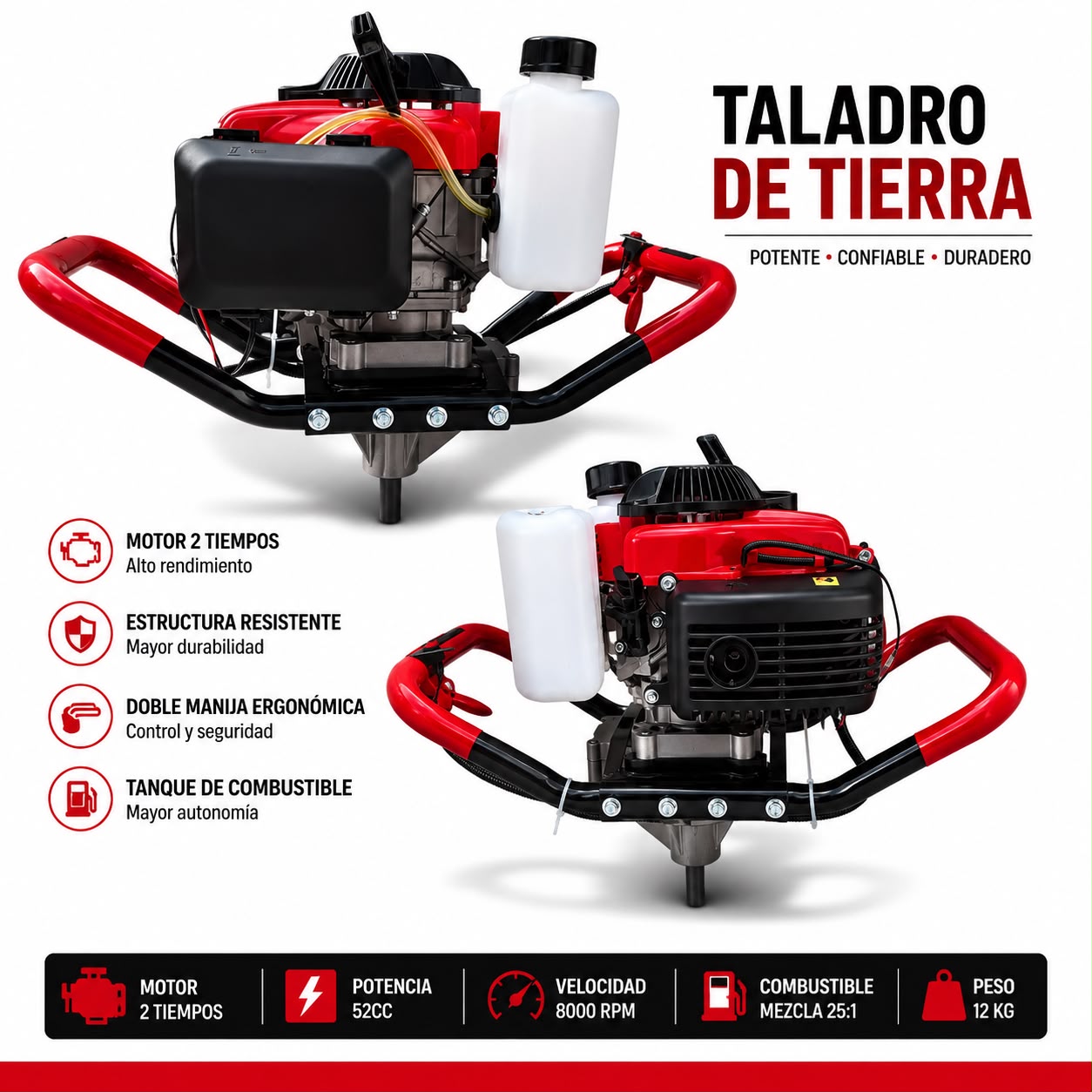 Ahoyador A Gasolina Profesional - Motor 4 Tiempos 85cc