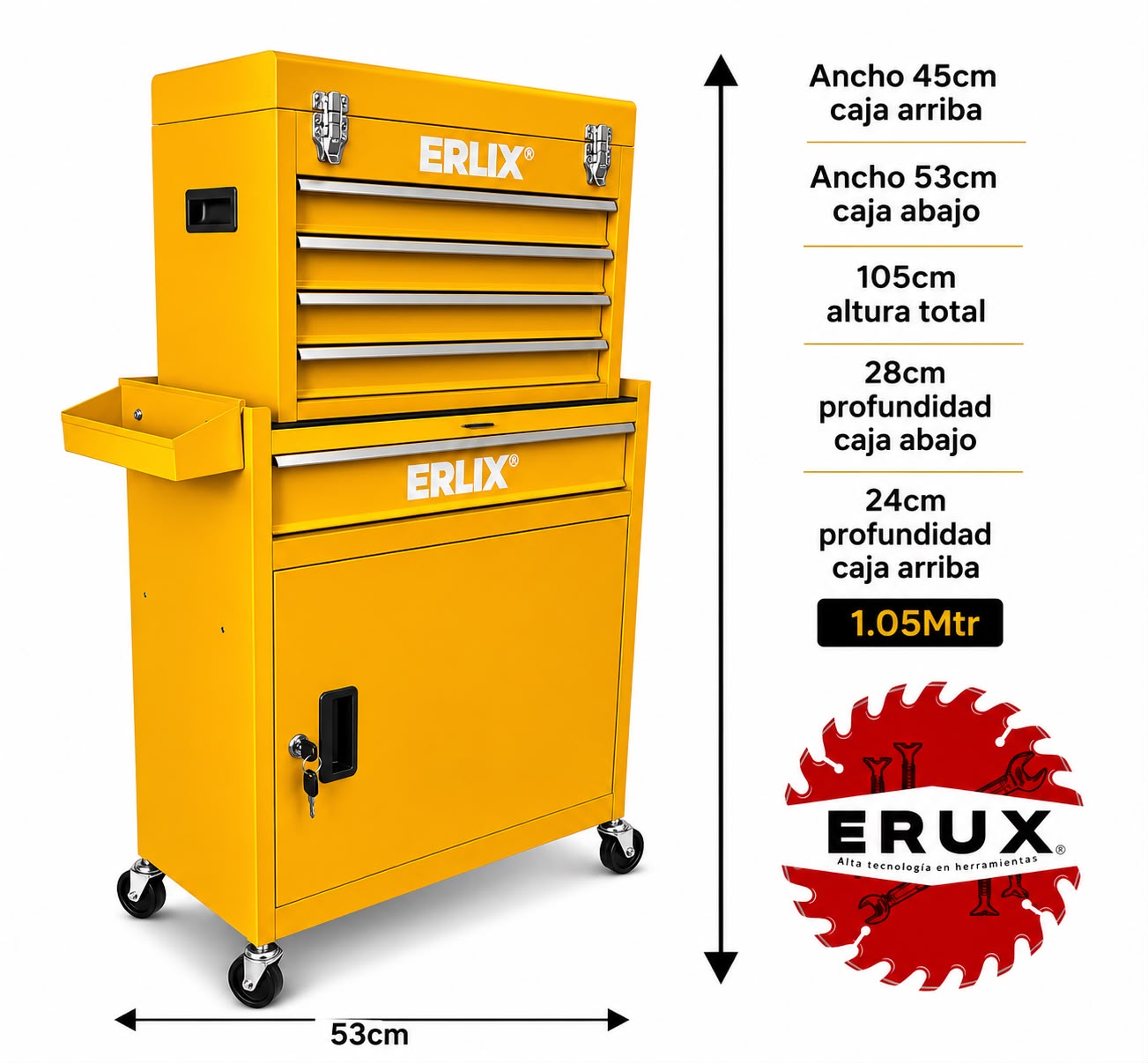 Gabinete De Metal Para Herramientas Profesional | Amarillo Con Ruedas | Fácil Traslado