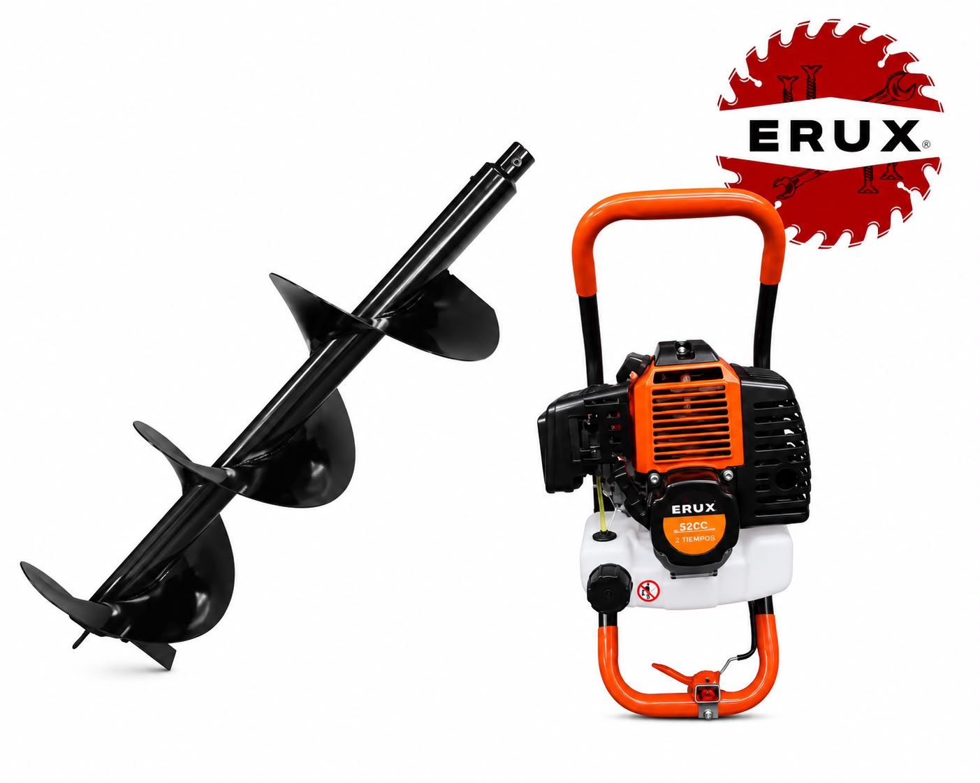 Barreno Ahoyador Mezclero 2 Tiempo 52cc ERUX 52cc 3.5HP – Potente, Rápida y Fácil de Operar