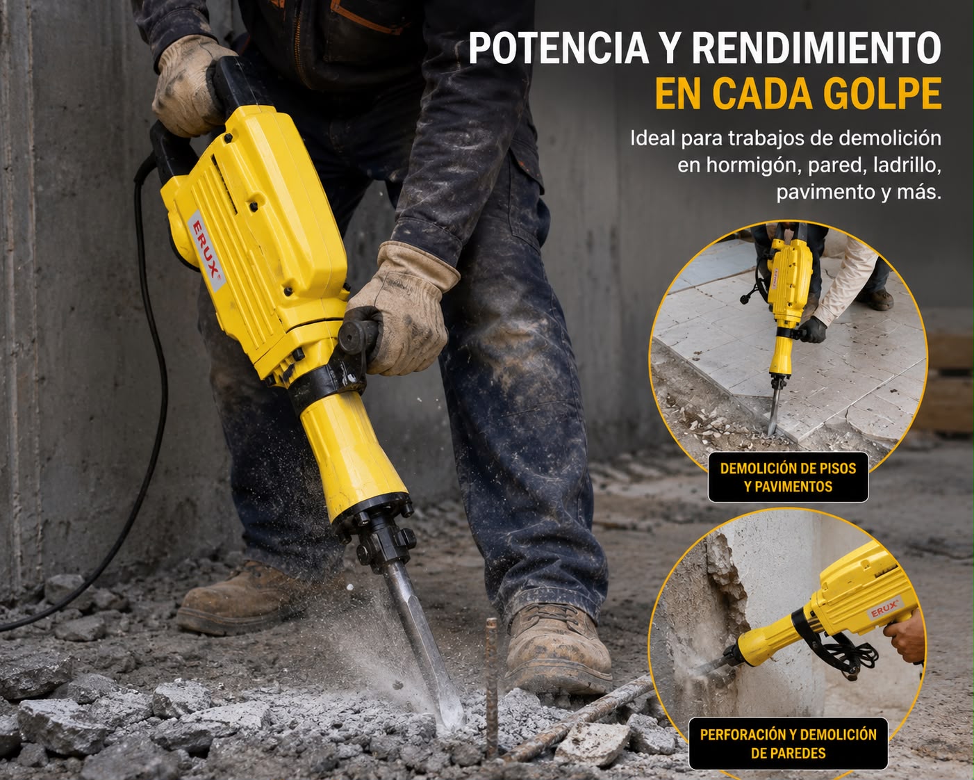 Cango Martillo Demoledor 16kg Erux