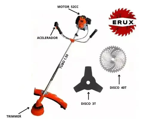 Desmalezadora Orilladora De 52cc 2 Tiempos + Accesorios