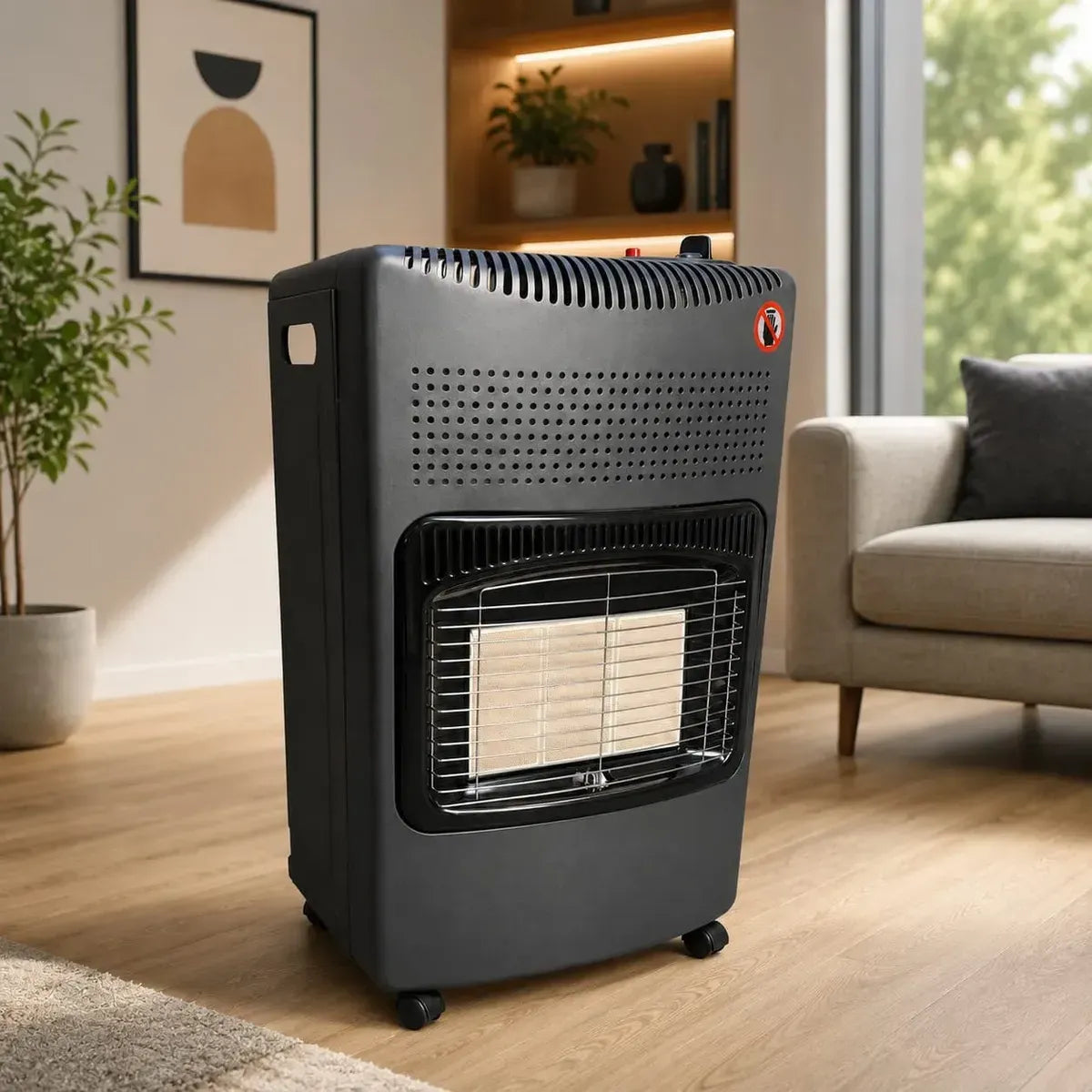 Estufa Cuadrada  Para Interiores /Calefactor Portátil Con Rueda A Gas