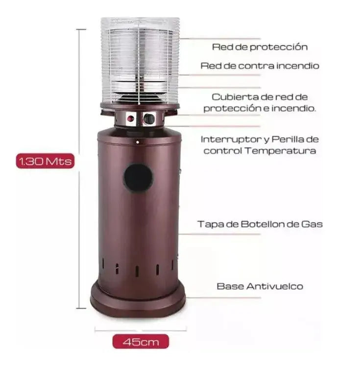 Estufa De Patio Baja A Gas Bronce / Interior Exterior | Calefacción Eficiente para Exteriores y Ambientes Sociales