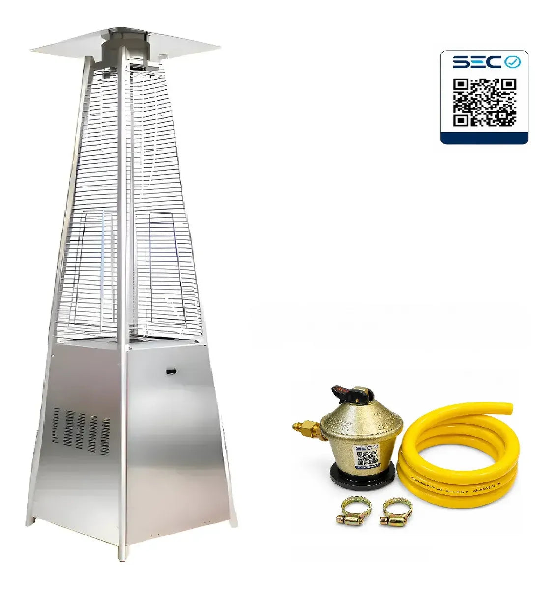 Estufa De Patio Pirámide De Exterior | Acero Inoxidable