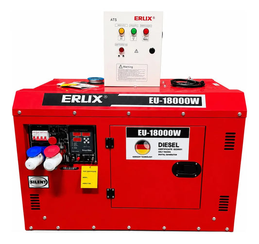 Generador Diesel 12kv Partida Manual y Distancia Con Control Remoto Erux + ATS Monofásico -Profesional