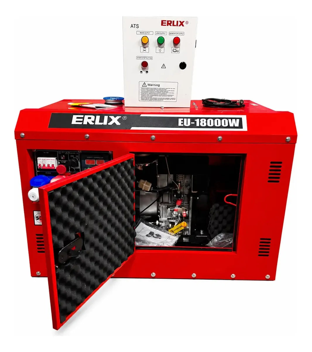 Generador Diesel 12kv Partida Manual y Distancia Con Control Remoto Erux + ATS Monofásico -Profesional