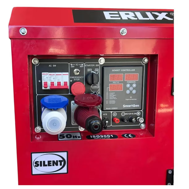 Generador Diesel 12kv Partida Manual y Distancia Con Control Remoto Erux + ATS Monofásico -Profesional