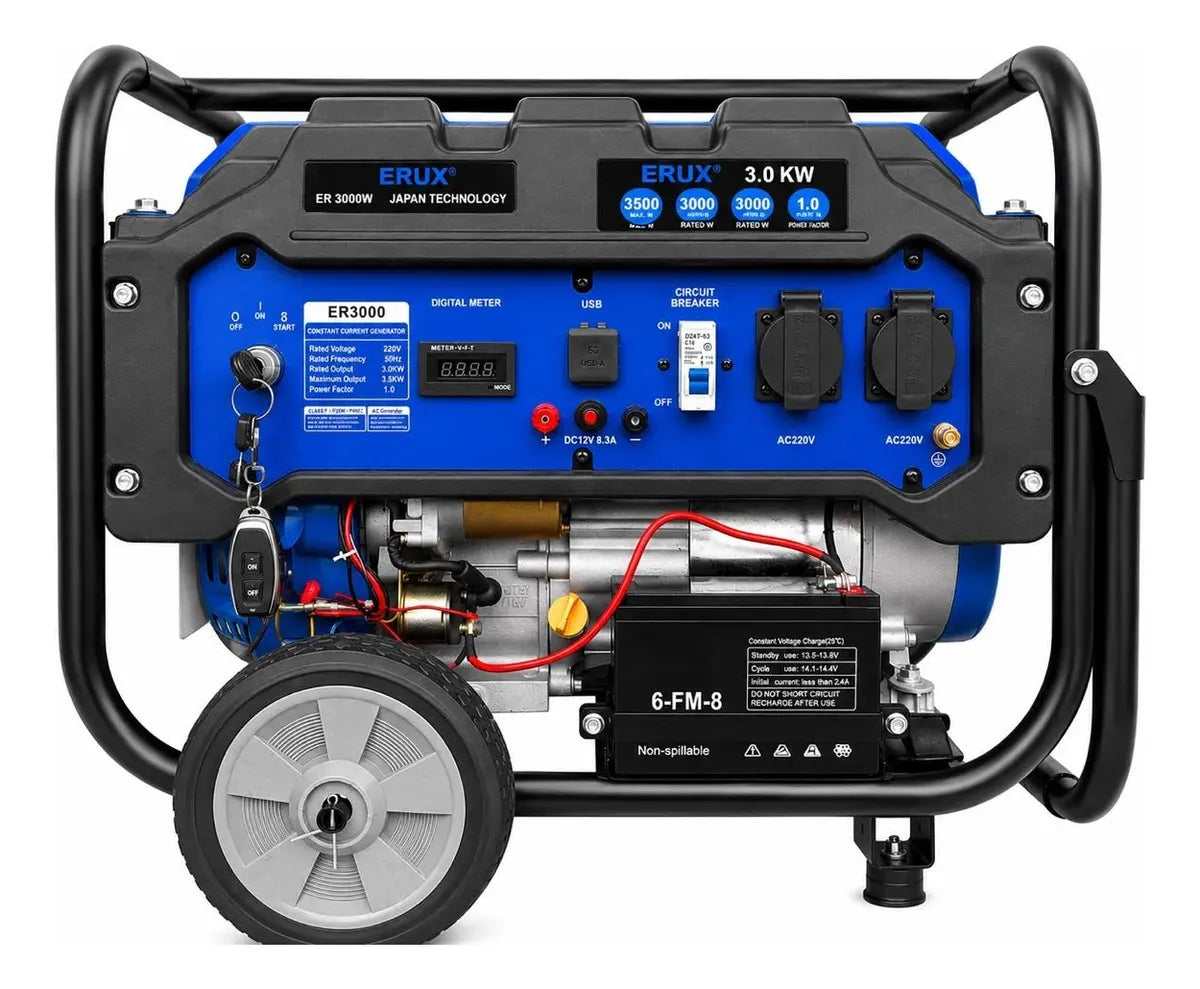 Generador Eléctrico A Gasolina Erux 3000 Watts | 12V - Arranque Eléctrico | 220V