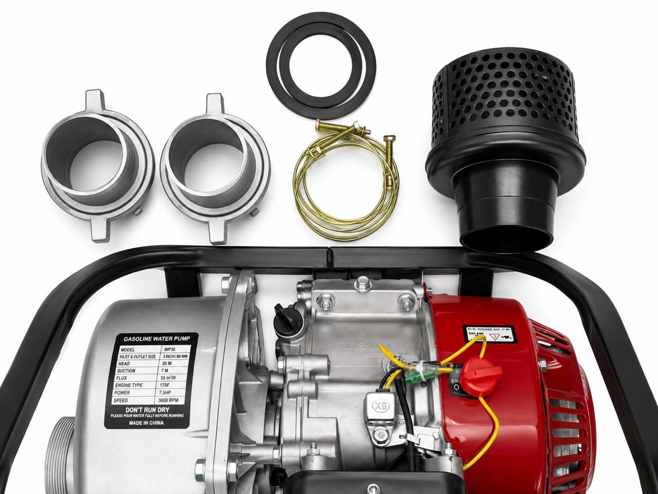 Motobomba De Agua Erux 3 Pulgadas | Gasolina | 7.5hp | 4 Tiempos | Profesional | Modelo WP30