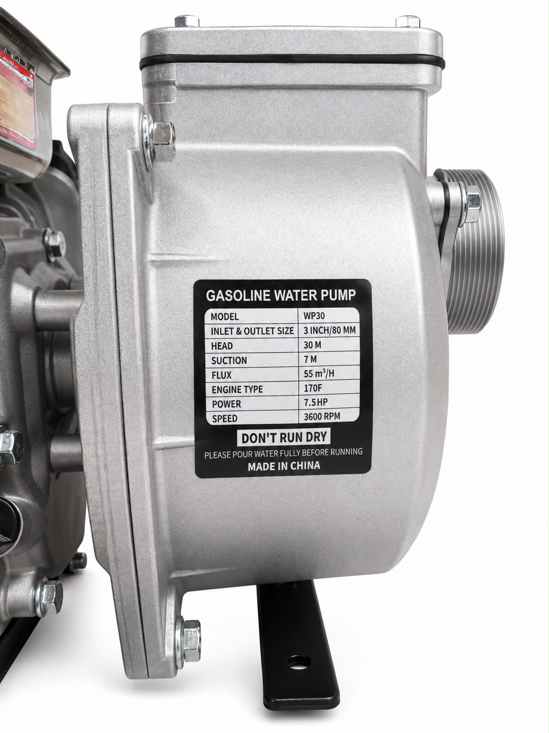Motobomba De Agua Erux 3 Pulgadas | Gasolina | 7.5hp | 4 Tiempos | Profesional | Modelo WP30