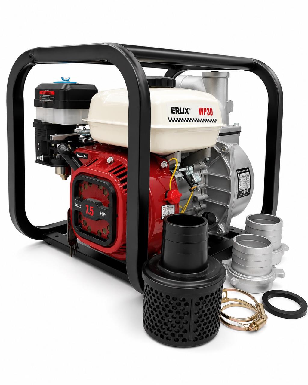 Motobomba De Agua Erux 3 Pulgadas | Gasolina | 7.5hp | 4 Tiempos | Profesional | Modelo WP30