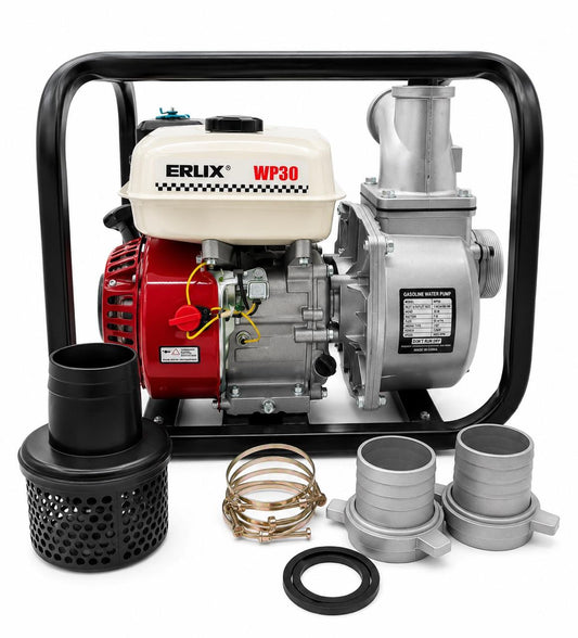 Motobomba De Agua Erux 3 Pulgadas | Gasolina | 7.5hp | 4 Tiempos | Profesional | Modelo WP30