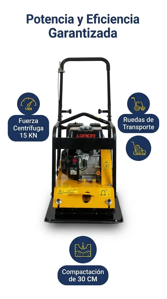 Placa Compactadora A Gasolina 6.5 Hp - 15kn - 90kgs Erux