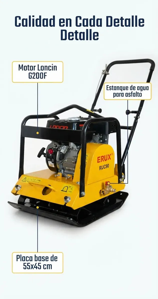 Placa Compactadora A Gasolina 6.5 Hp - 15kn - 90kgs Erux